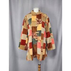 Vintage Marguerite Rubel Coat Womens Large Patchwork Velvet Quilted Boho Artsy